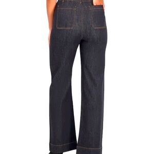 Vigoss Wide Leg Trousers Jeans Size 25 Dark Blue High Rise 28” Inseam NWT